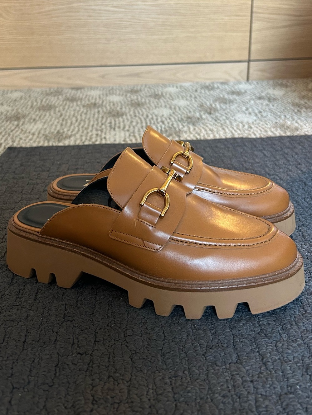 Zara Platform Buckle Loafer Mules